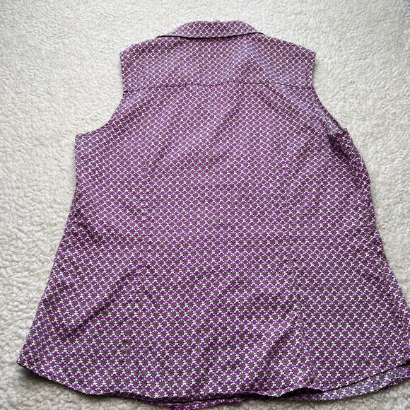 Charter Club Golf Collection Purple Pattern Sleeveless Button Up Blouse 10 - Picture 4 of 7